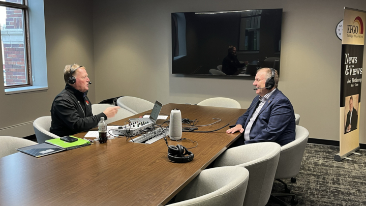 Joel Heitkamp interviewing President LaFave