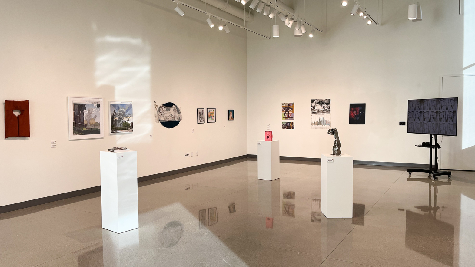 art pieces are shown inside the VCSU Art Gallery