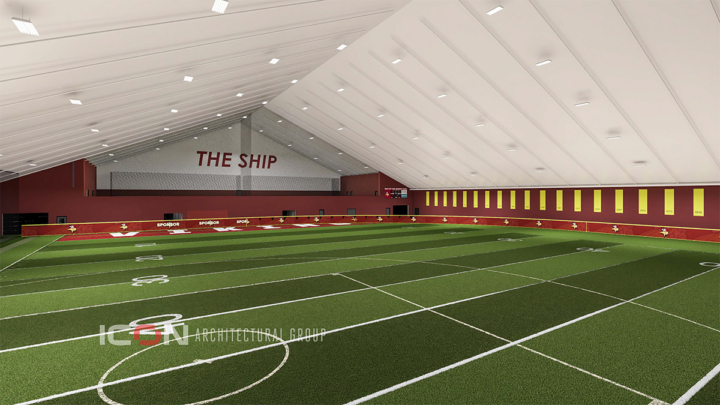 Architectural rendering of the new VCSU indoor track facility