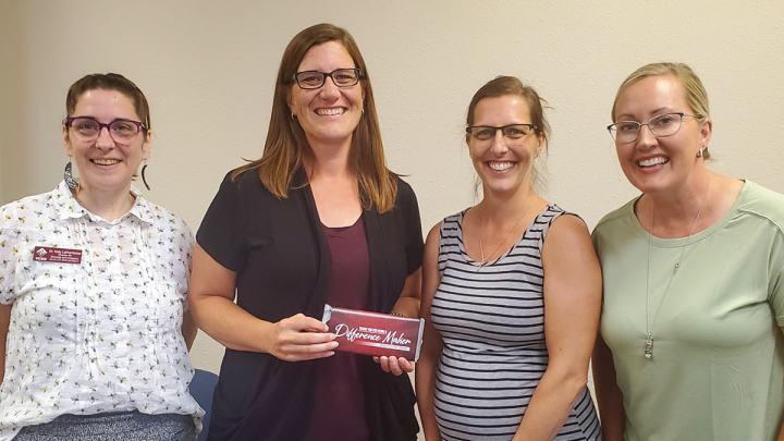 Katie Woehl with Student Services staff