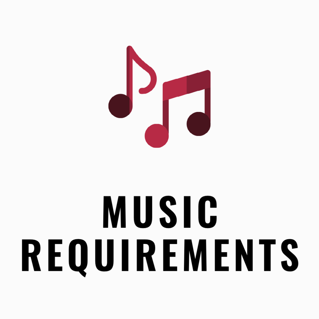 Music notes and the text music requirements