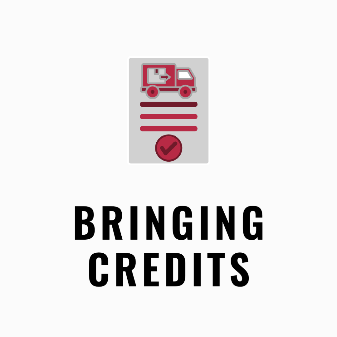 Bringing credits with an icon of a truck and a check mark. 