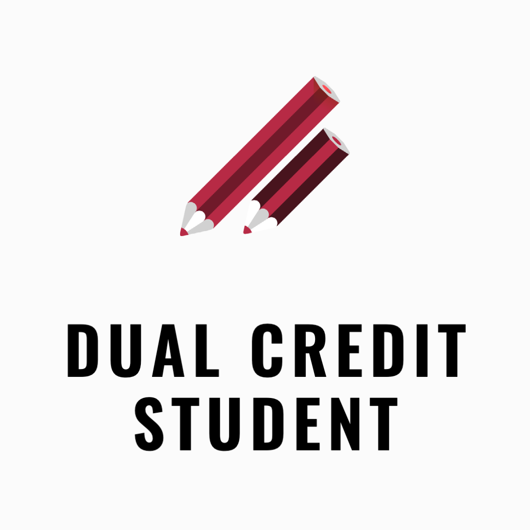 Dual credit student icon with two pencils indicating two simultaneous classes