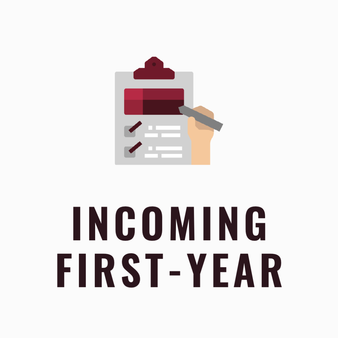 Incoming first year with an icon showing an application form