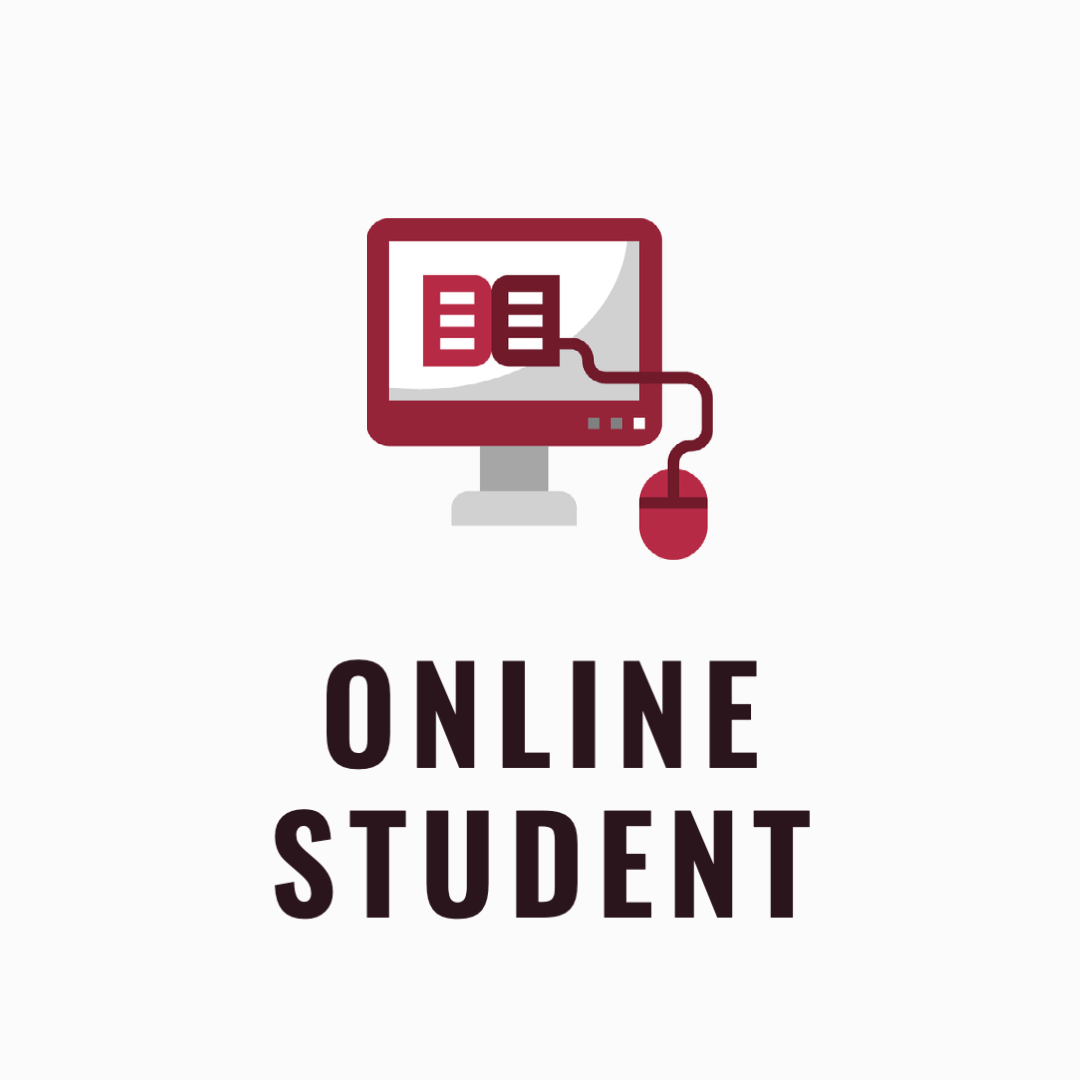 Online student icon with a computer