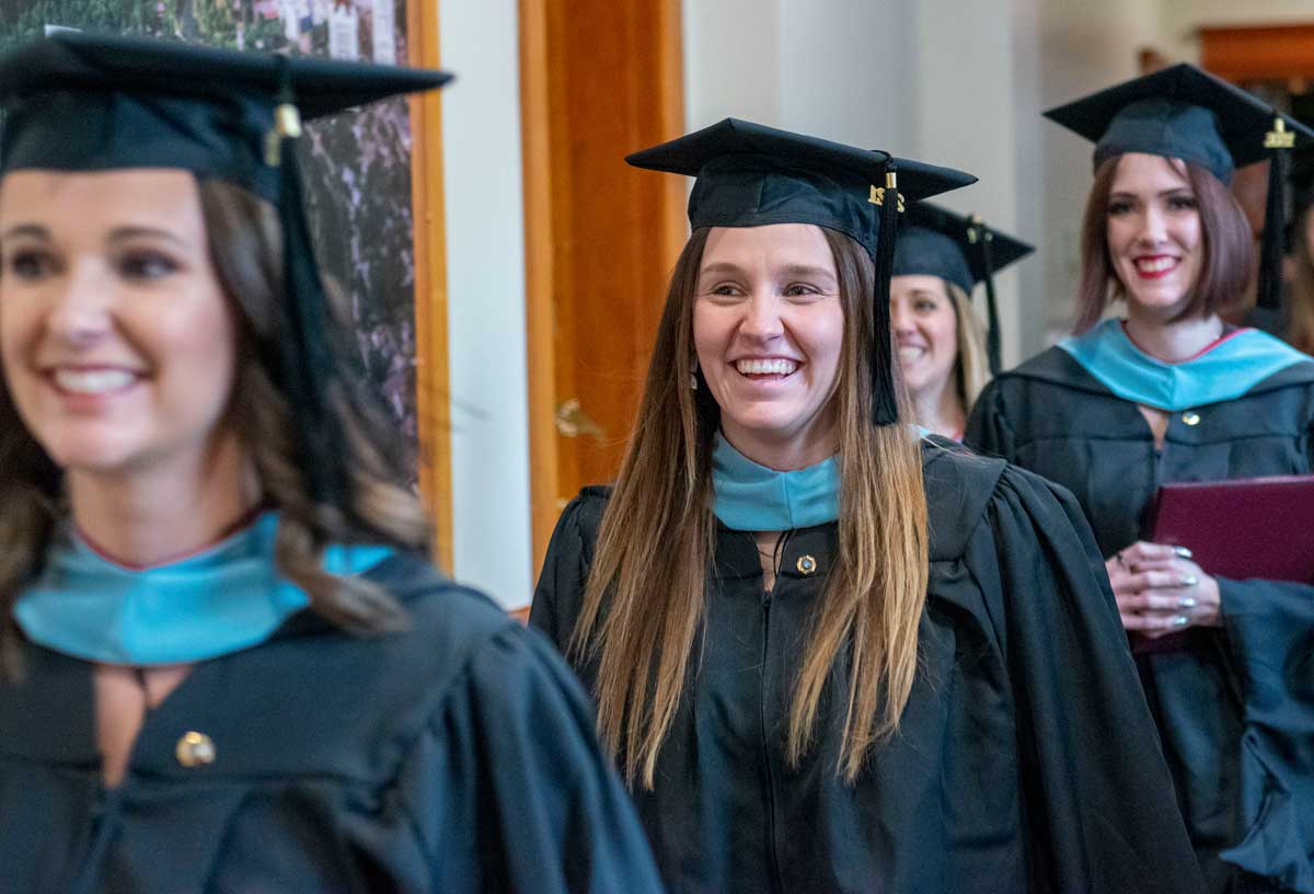 VCSU graduates prepare to walk during commencement ceremonies.