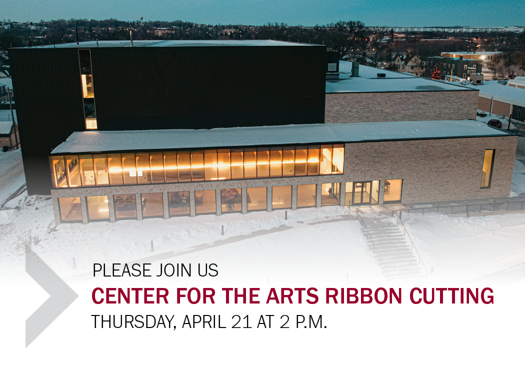 An invitation to the ribbon cutting event at the Center for the Arts.