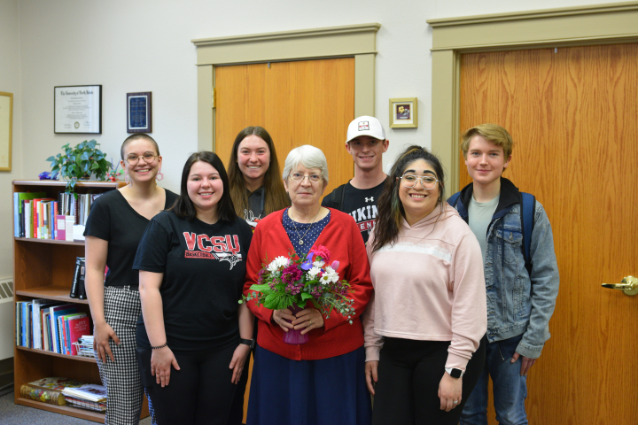 margaret dahlberg with students