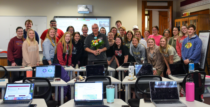 Dave Hanson with students