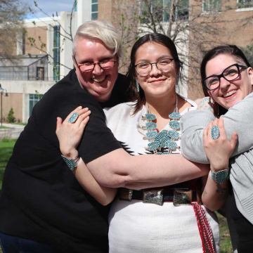 Professor Hilde, Charisma, and Professor Kelly LaFramboise at VCSU