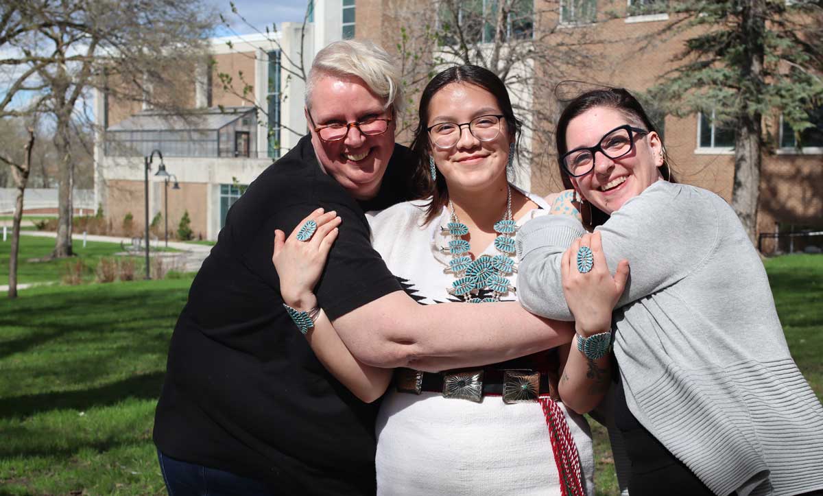 Professor Hilde, Charisma, and Professor Kelly LaFramboise at VCSU