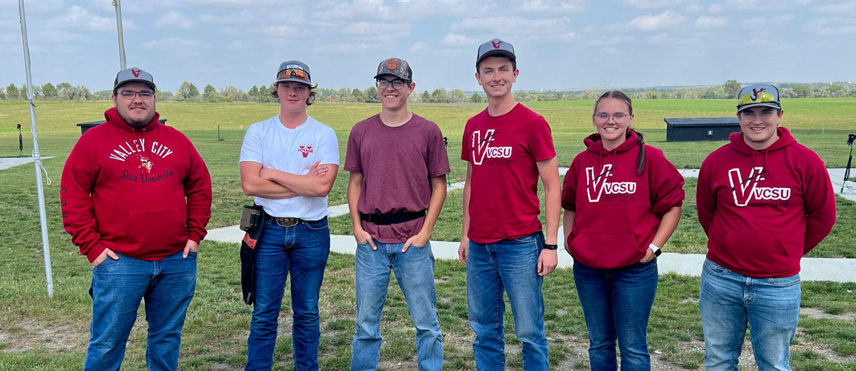 Members of the VCSU Trap team that participated include Picture L-R: Jacob Hanson, Kaden Schafer, Derek Jacobs, Grant Larson, Kelby Gjovik, Connor Beck, not picture Seth Gerhard. 