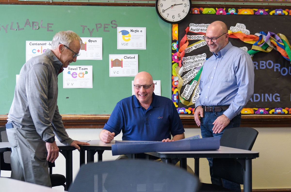 Education Faculty including Dr. Allen Burgad in a classroom in McCarthy Hall