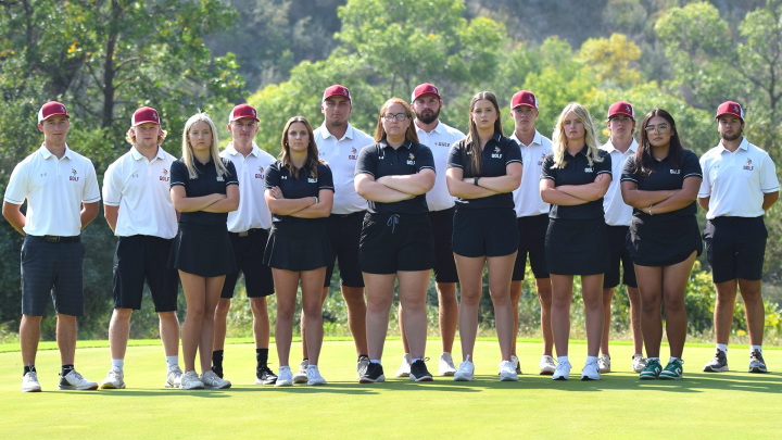 full golf team photo, serious faces