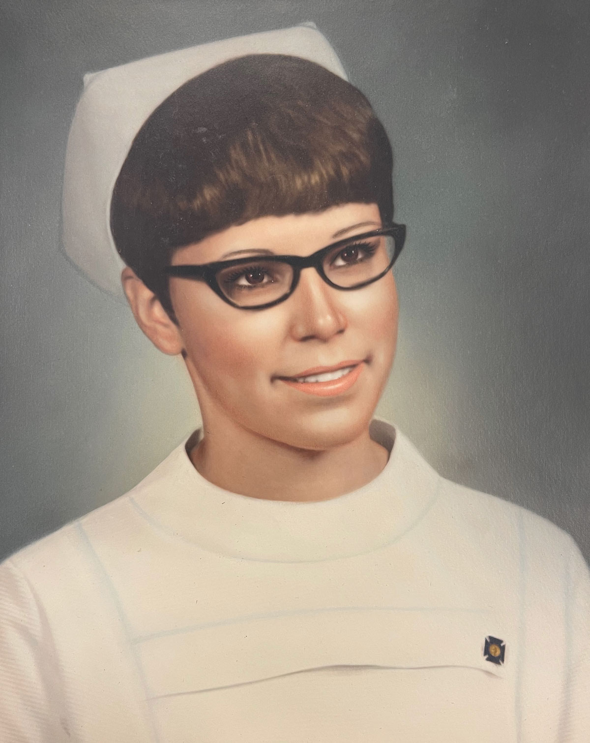 Nancy Ketterling in her nursing uniform upon her graduation from St. Lukes School of Nursing in Fargo. 