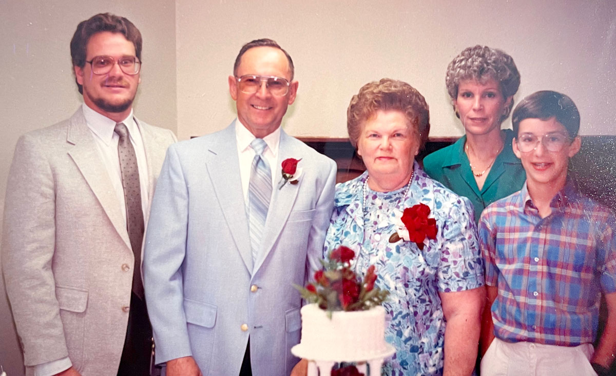 A photo of the Ketterling family during a wedding anniversary.