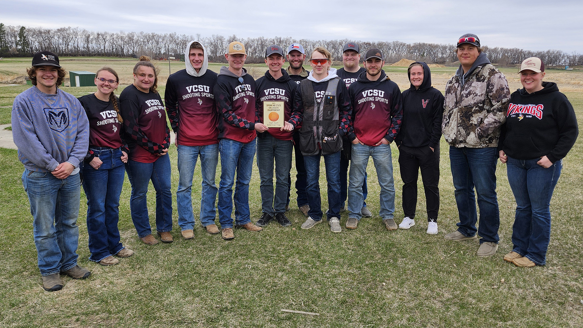 Members of the VCSU Shooting Sports team are pictured in Jamestown after winning the state championship