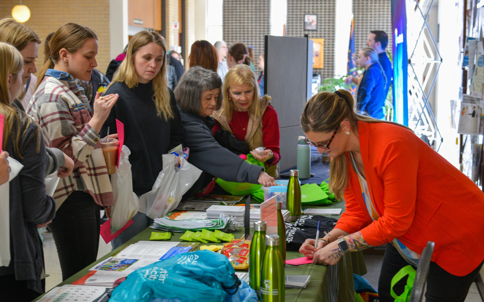 VCSU students and employees visit vendor tables at the 2025 Wellness Fair