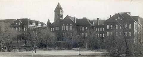 Old Main (McFarland), the Model School (McFarland East), and the Science Building (McFarland West) in 1906