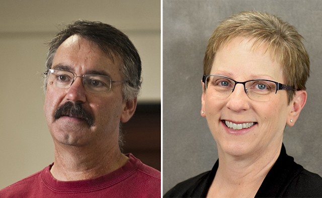 Steven King (left) and Betty Tykwinski were recently honored by VCSU’s Student Senate. King received the 2020 Teacher of the Year Award, and Tykwinski was named Student Advocate of the Year.