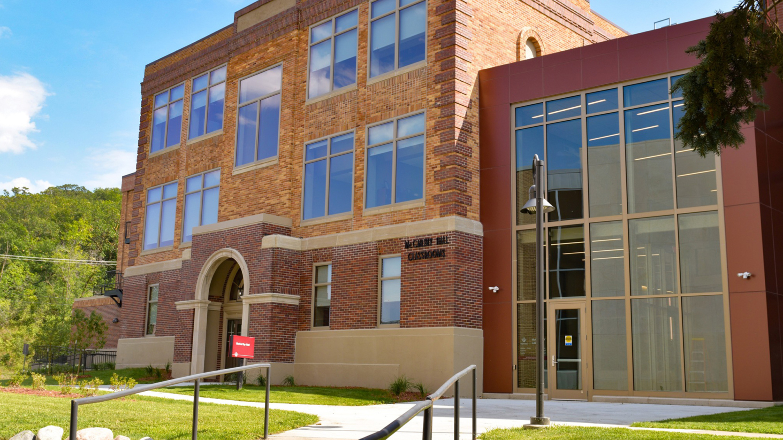 Exterior picture of the remodeled McCarthy Hall