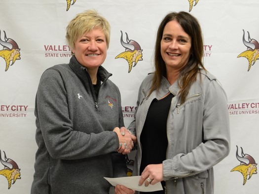 Tracy (Baily) McGillis, right, is pictured with VCSU athletic director Jill DeVries.