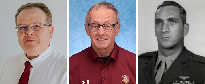 Headshots photos of VCSU honorees Wes Anderson, Dave Bass and Curtis Olson