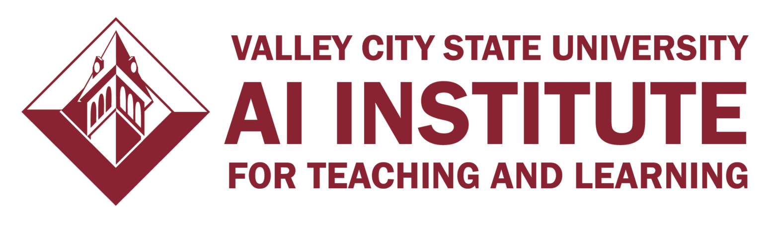 VCSU clocktower graphic with the words "Valley City State University AI Institute for Teaching and Learning"