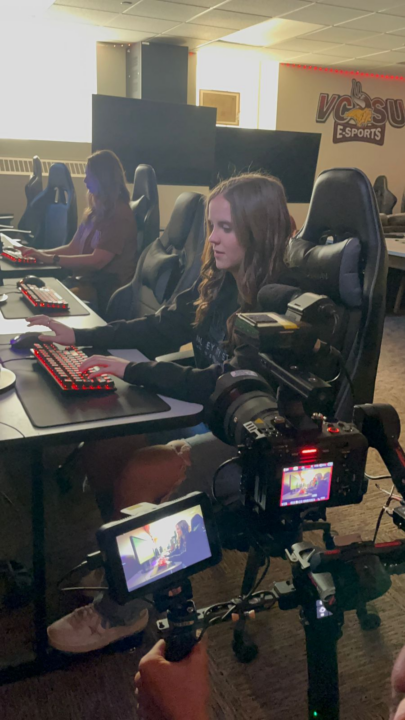Abby Hill working on a computer