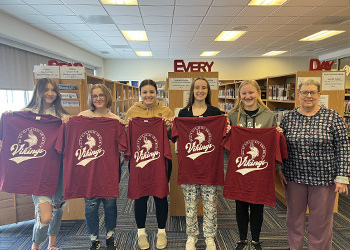 Five BCN students hold up VCSU t-shirts