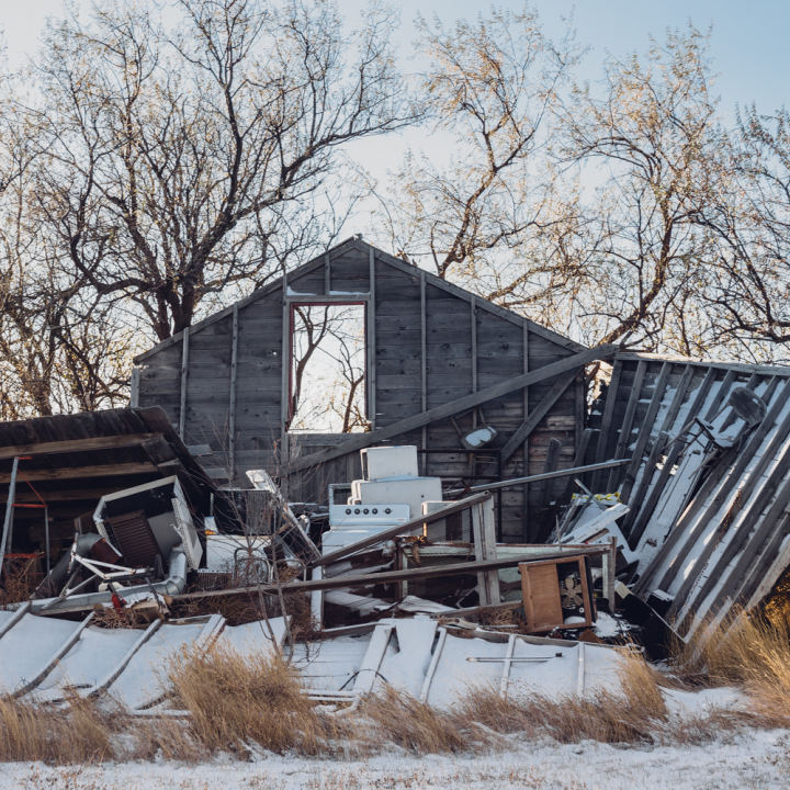 Abandoned building falling down