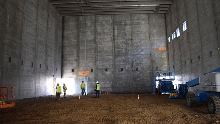 Interior shot of construction on Center for the Arts