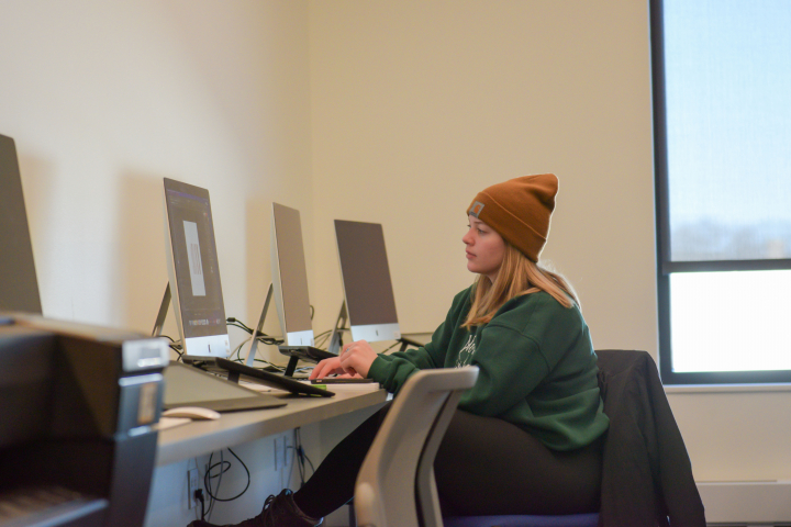 Student working on computer