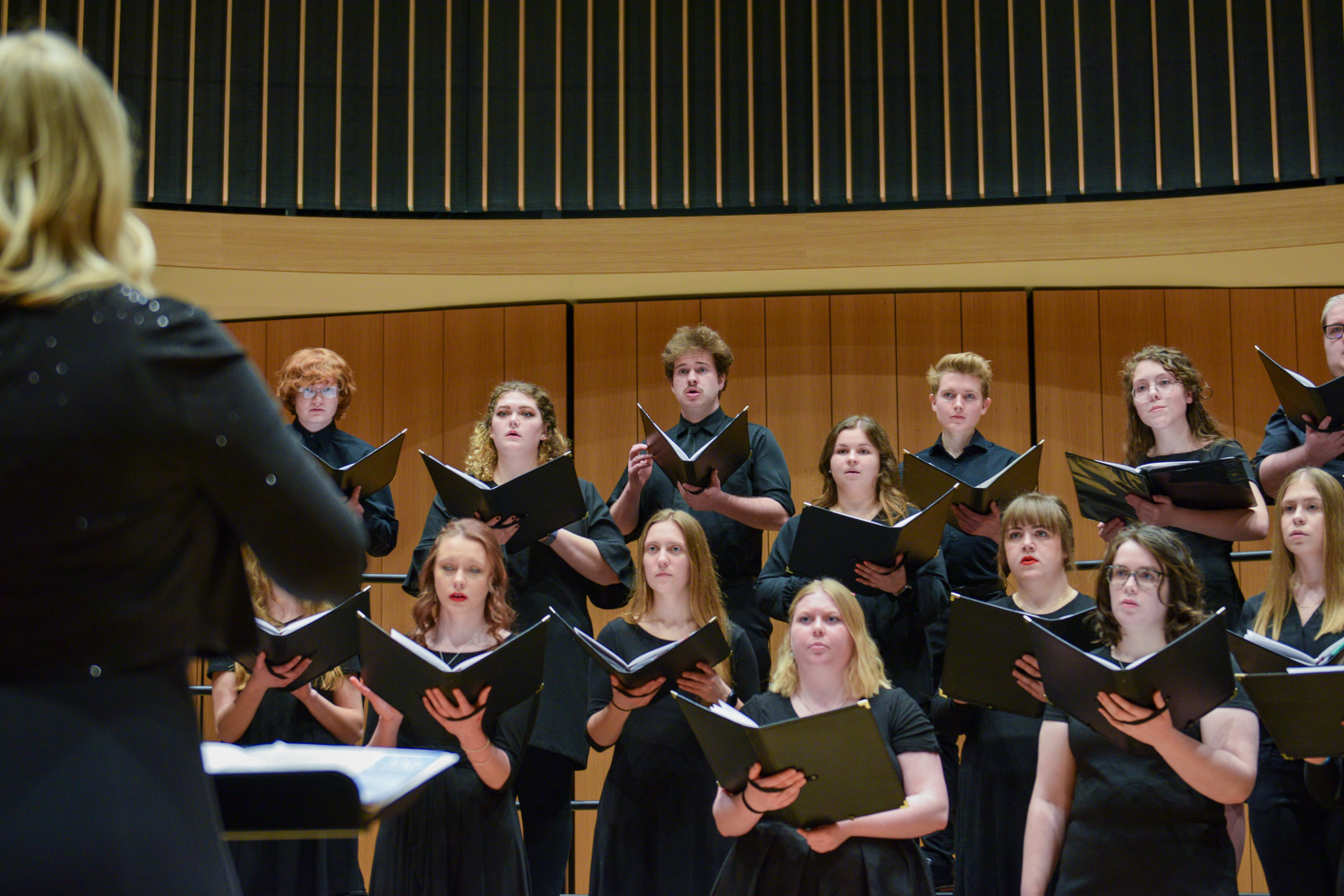 choir performing first concert in Center for the Arts