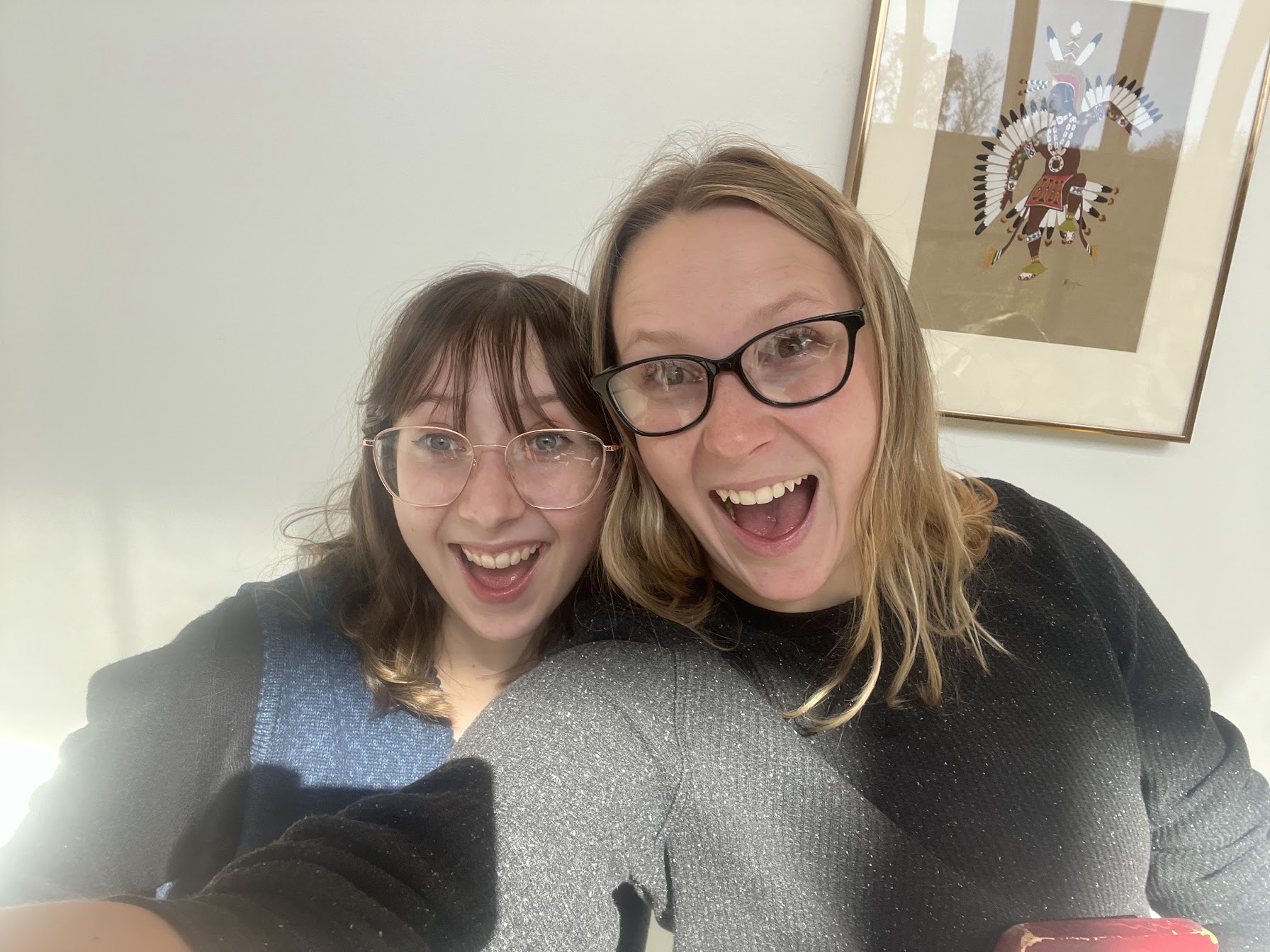 Grace and friend smiling at the camera 