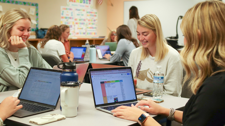 VCSU students working together in class