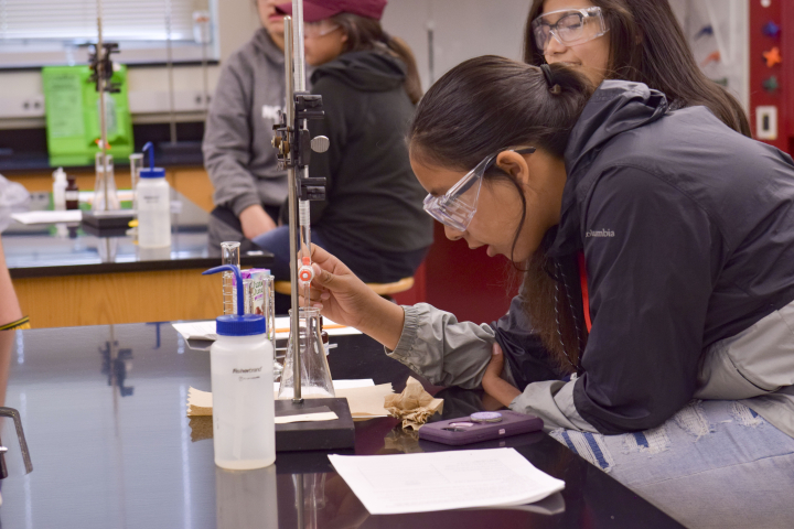 Newtown student studying science