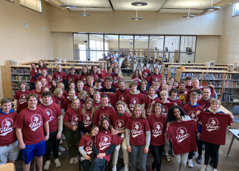 Kindred high school students pose for a photo wearing VCSU shirts