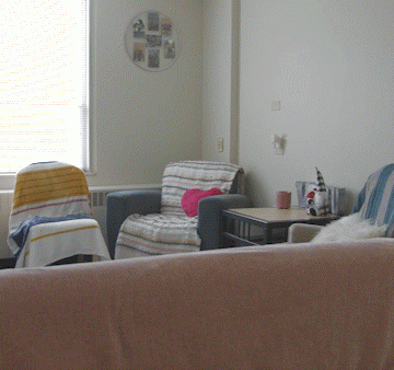 A living room in a Kolstoe suite.