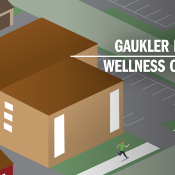 An vector image of the Gaukler family wellness center with text labeling the image.