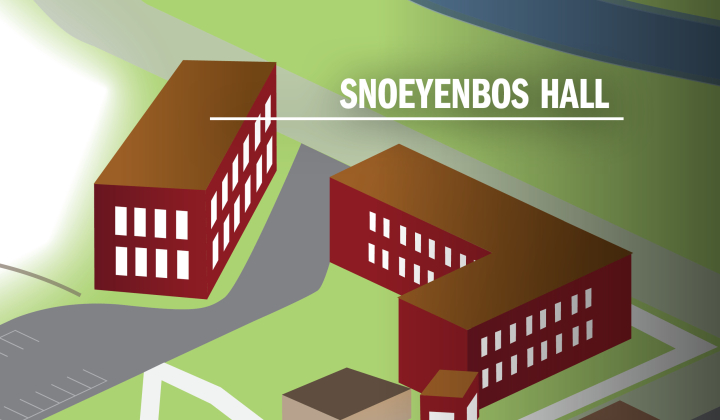 A small image of a map of Valley City State University focusing on Snoeyenbos Hall