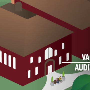 An vector image of the Vangstad Auditorium with text labeling the image.