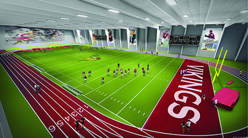 Architect rendering of multi-purpose indoor turf