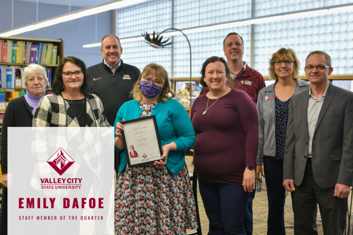 Emily DaFoe pictured with President's Cabinet