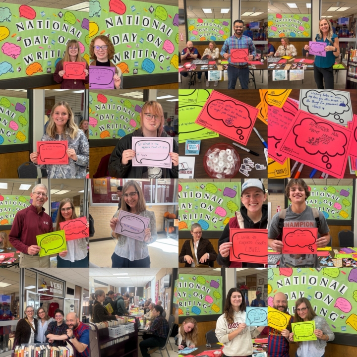 collage of photos of people participating in National Day on Writing