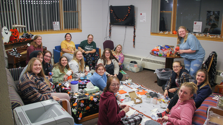 Students participating in a residence life activity in McCoy Hall