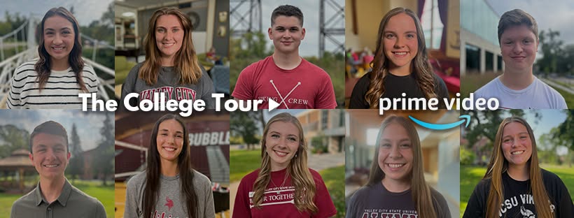 A collage of photos of VCSU's 10 students featured on The College Tour