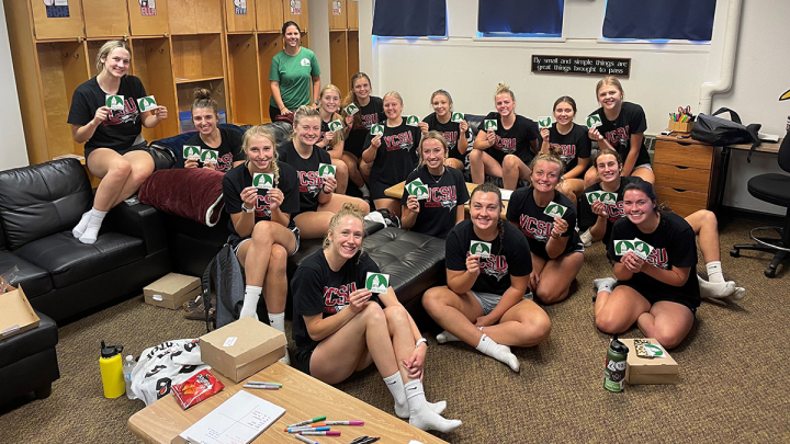 volleyball team with green dot stickers