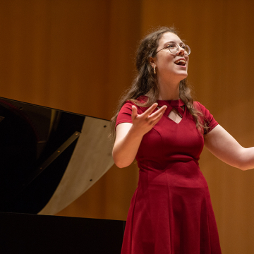 Female student singing