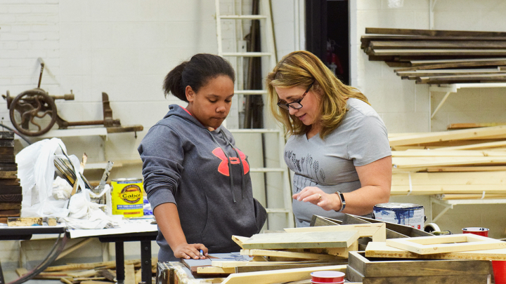 VCSU graduate teaching a Technology Education course